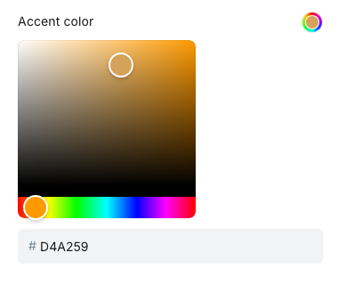 Settings panel preview for changing accent color