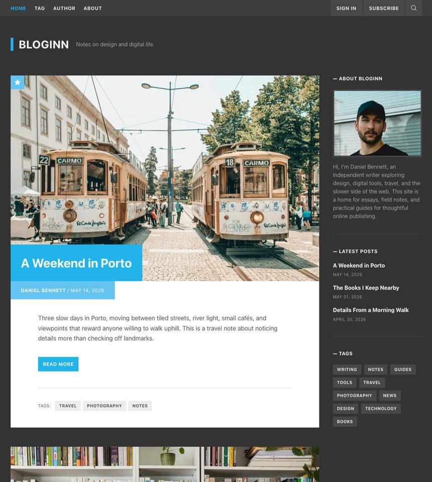 BlogInn Ghost theme preview