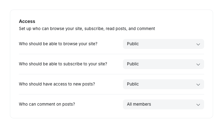 Comment settings in Ghost Admin