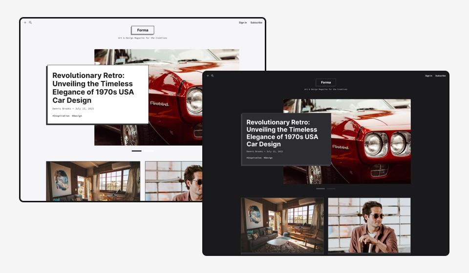 Forma theme dark and light colors