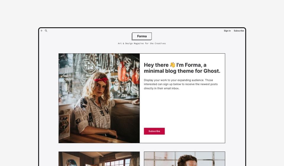Forma Ghost theme intro section