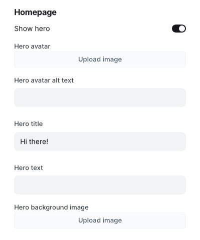 Customizing hero section