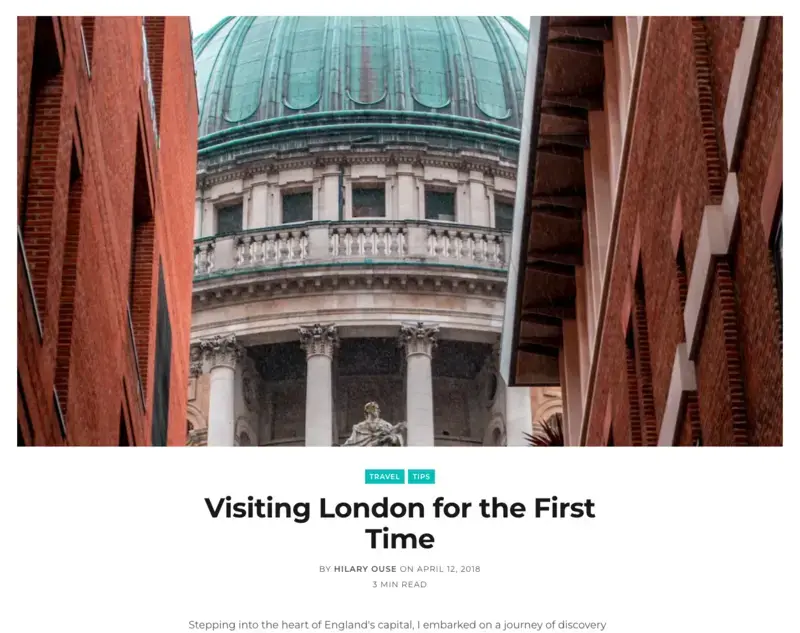 The preview of the post layout with image at the top