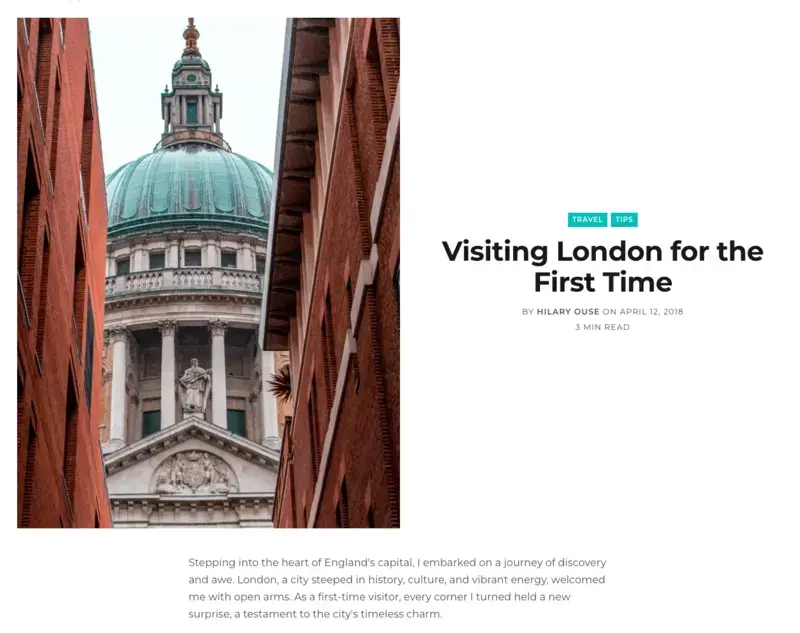 The preview of the split post layout with image on the left