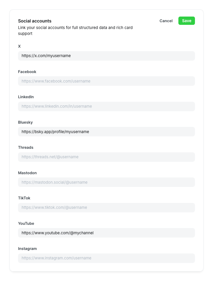 Adding social links