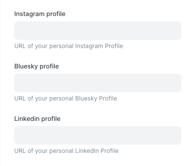 Adding Instagram, Bluesky, and LinkedIn links