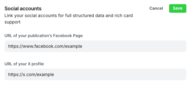 Adding Facebook and X links