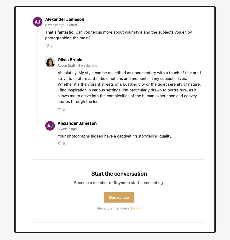 Ghost native comments